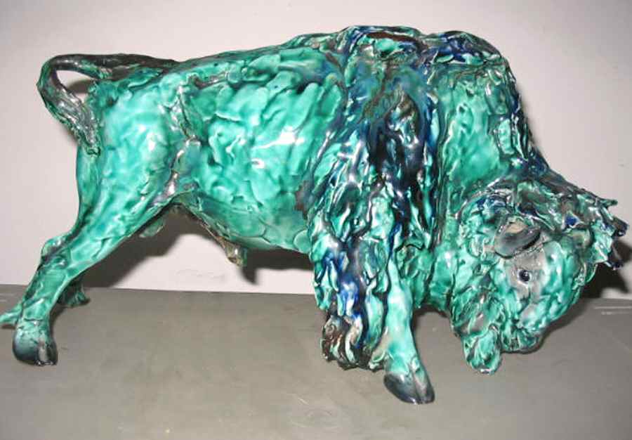 Tay Figurine Buffalo-Head Down - No Box by Tay Porcelain-1