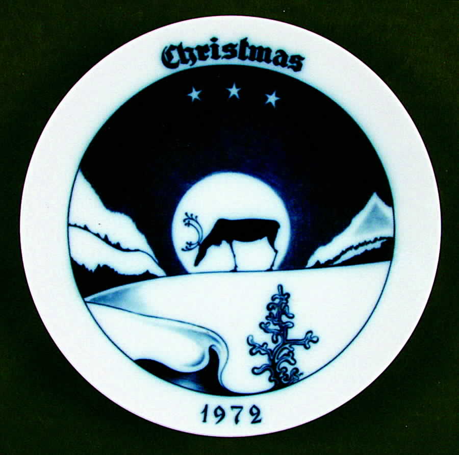 Christmas Plate Elk Silouette - No Box by Tirschenreuth-1