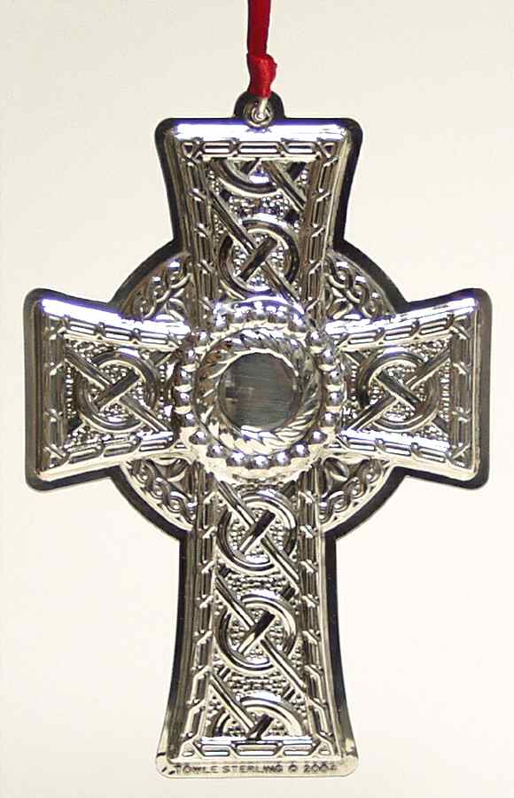 Celtic Series-Ornament 2004 Celtic Cross - Boxed by Towle Silver-1
