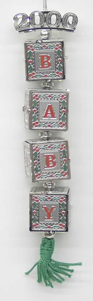 Building Block Ornaments 2000 Baby Blocks - Boxed by Towle Silver-1
