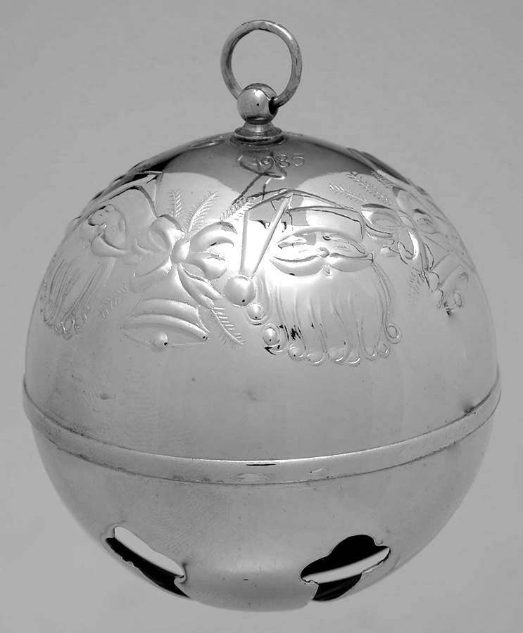 Sleigh Bell-Silverplate Ornament 1985-Santa - Boxed by Towle Silver-1