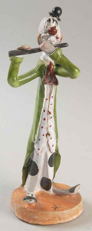 Poli Cesare Figurines Clown With Flute - No Box by T P Ceramiche-1