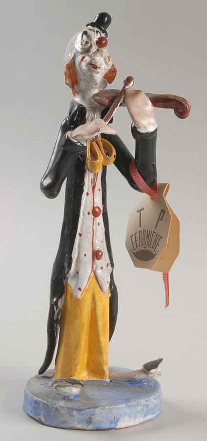 Poli Cesare Figurines Clown With Violin - No Box by T P Ceramiche-1