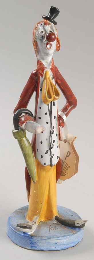 Poli Cesare Figurines Clown With Umbrella - No Box by T P Ceramiche-1