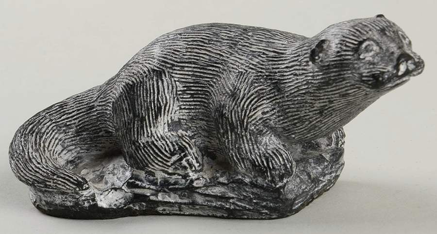 Soapstone Inuit Figurines Otter Head Down - No Box by The Wolf Sculptures-1