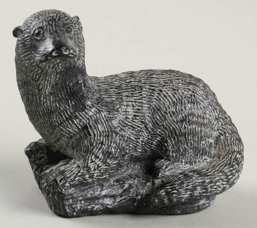 Soapstone Inuit Figurines Otter Head Up - Boxed by The Wolf Sculptures-1