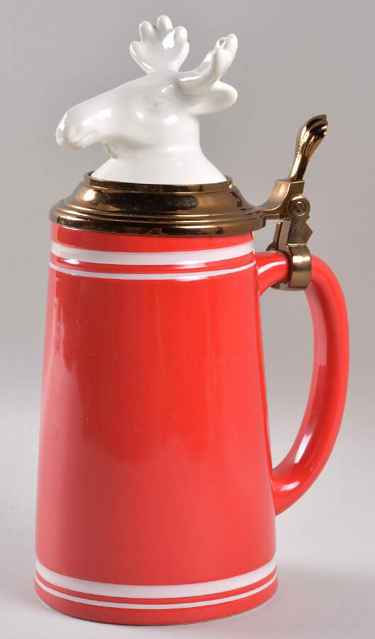Animal Head Beer St Moose Head-Red Stein - With Box by Threshold-1