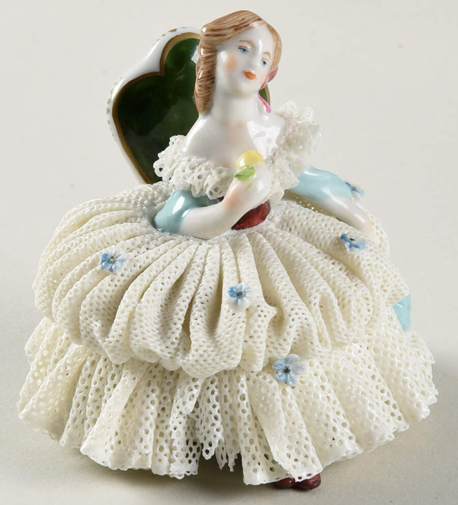 Dresden Lace Girl In Chair - Boxed by Volkstedt Porcelain-1