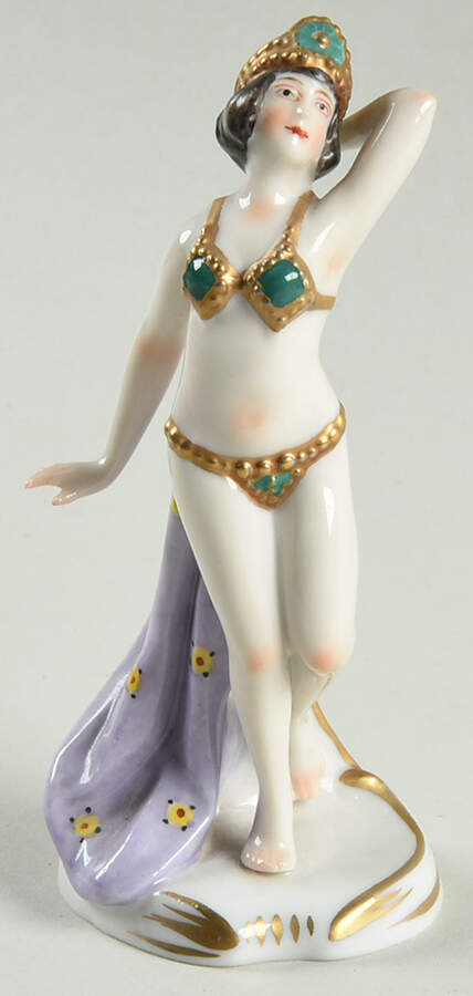 Volkstedt Figurines Dancer-Green,Gold Trim,Purple Train - No Box by Volkstedt Porcelain-1