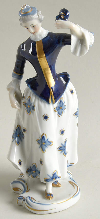 Volkstedt Figurines Lady Holding Mask - No Box by Volkstedt Porcelain-1