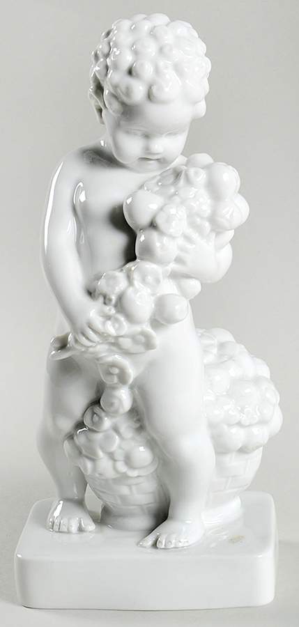 Volkstedt Figurines Cherub With Basket & Garland - No Box by Volkstedt Porcelain-1