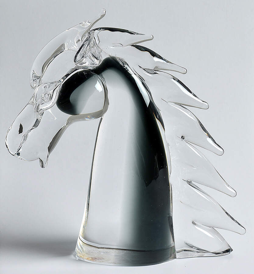 V Nason & C Figurines Horse Head Smoke Gray - No Box by V Nason & Co-1