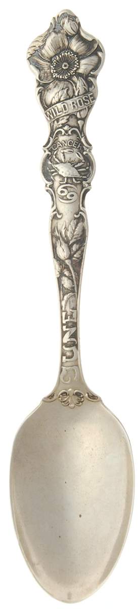 Birthday Zodiac Spoons June-Cancer-Wild Rose - No Box by Wallace Silver-1