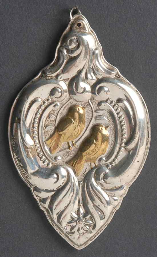 Twelve Days of Christmas-Grande Baroque Two Turtledoves-Gold Accent - With Box 2* by Wallace Silver-1