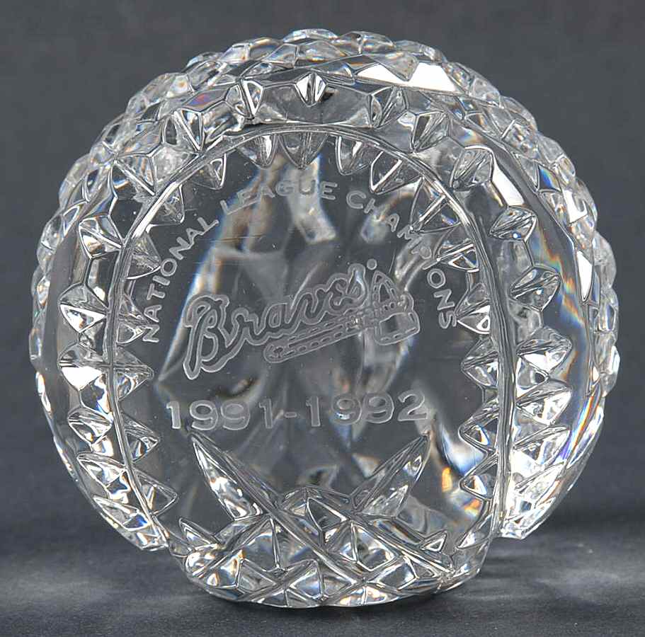 Waterford Crystal Paperweight Baseball-Atlanta Braves-Nlc - Boxed by Waterford Crystal-1