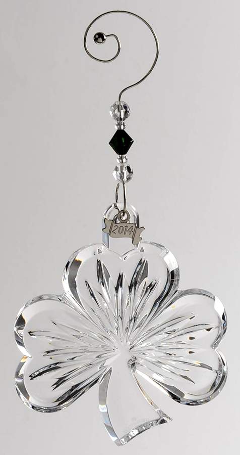 Annual Shamrock Ornament Shamrock Clear - Green Enhancer - Boxed by Waterford Crystal-1