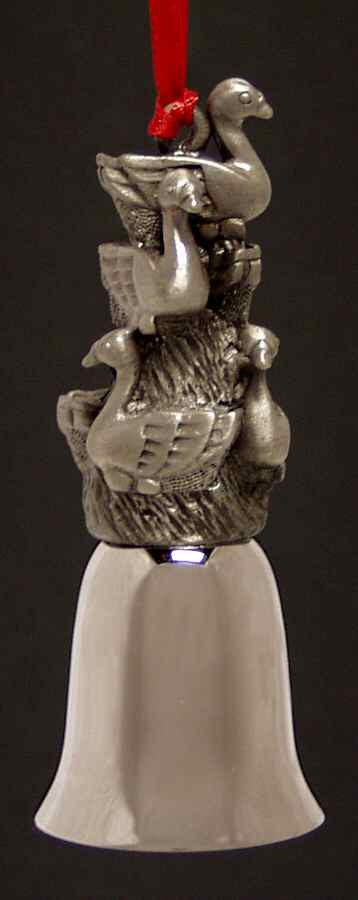 Twelve Days of Christmas-Mini Bell Six Geese A Laying - No Box by Wallace Silver-1