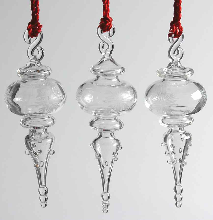 Marquis Collection Ornament Set Of 3 Mini Spires-Etched - No Box by Waterford Crystal-1
