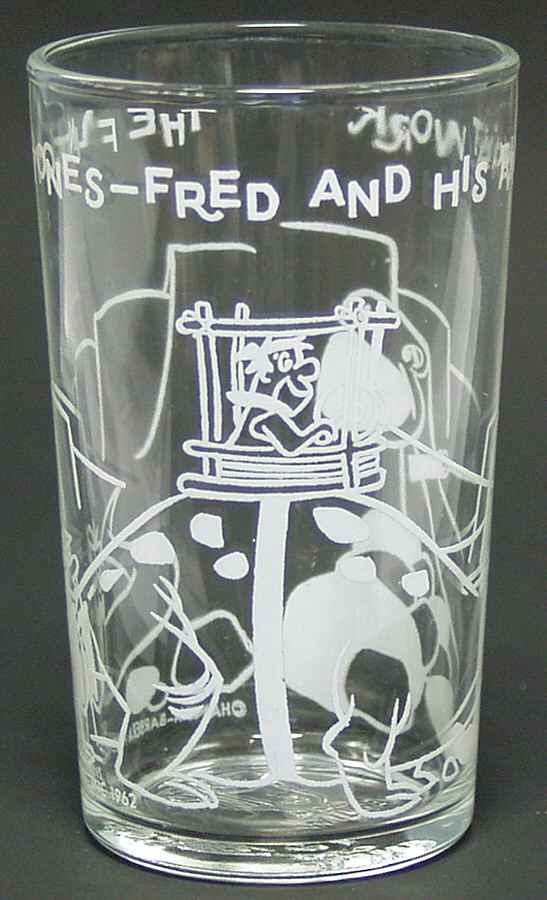 Flintstones Glasses 1962  Fred & His Pal At Work - No Box by Welchs-1