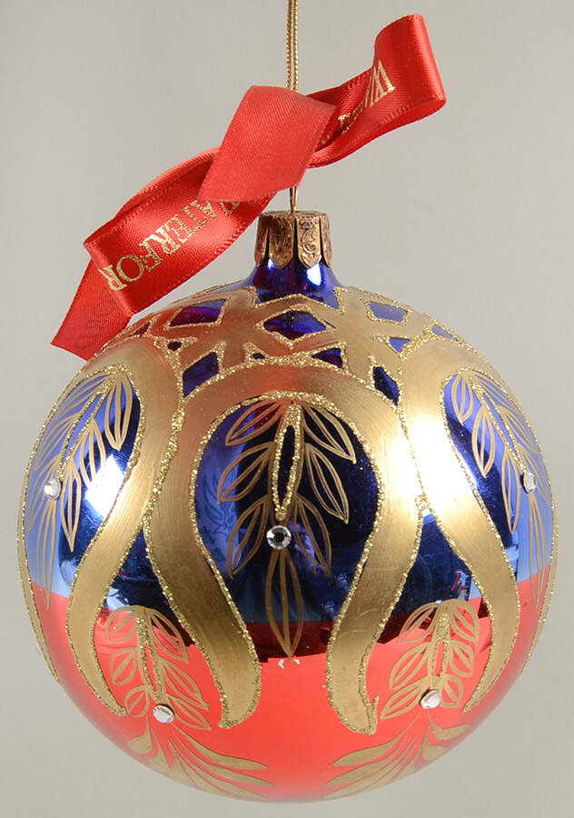 Royale Collection-Red, Blue, Gold Peacock Grande Royale Ball - Boxed by Waterford Crystal-1