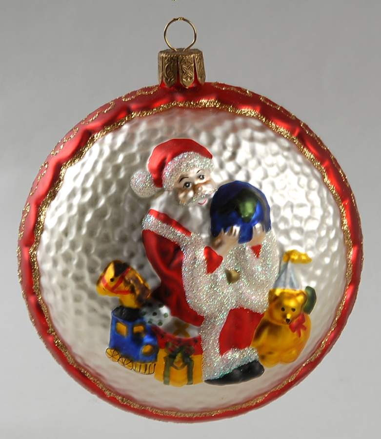 Holiday Heirloom Santa Ornaments Santa Holding Globe Medallion - Boxed by Waterford Crystal-1