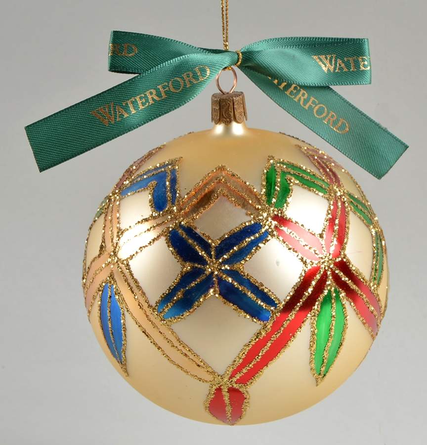 Multicolor on Champagne, White, Gold Lismore Ball - With Box by Waterford Crystal-1