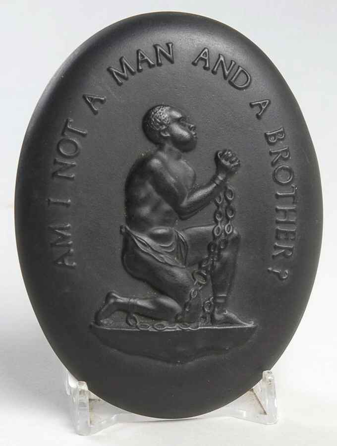Jasperware Plaque-Personalities Am I Not A Man And A Brother-Black Basal - Boxed by Wedgwood-1