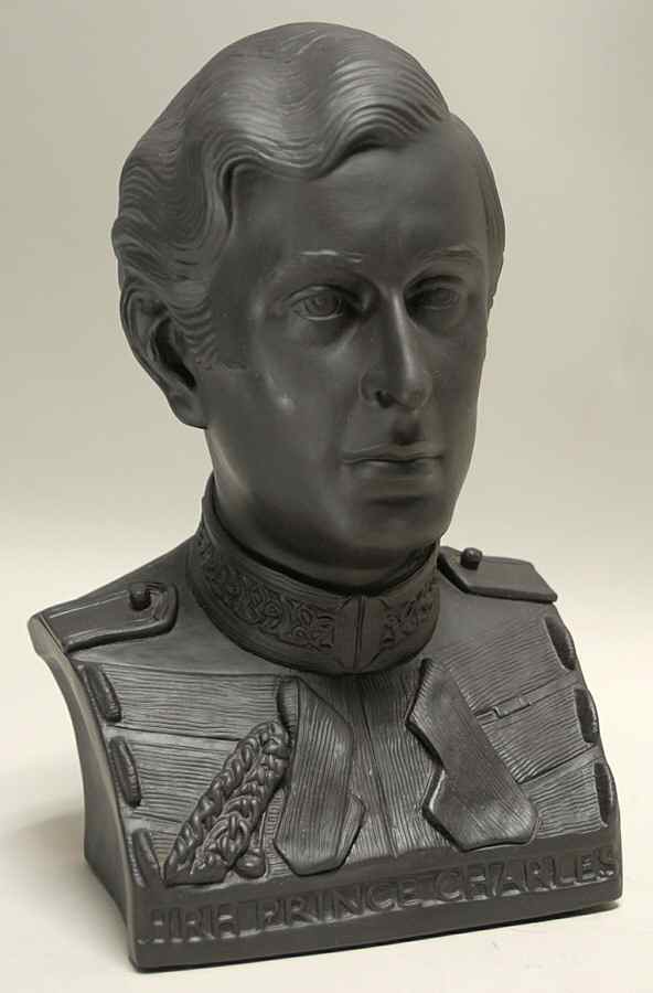 Black Basalt Bust Hrh Prince Charles - No Box by Wedgwood-1
