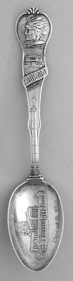 Sterling Souvenir Spoons Chicago-Indian Head - No Box by Watson-1