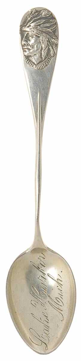 Sterling Souvenir Spoons Lake Harbor, Michigan Indian Head - No Box by Watson-1
