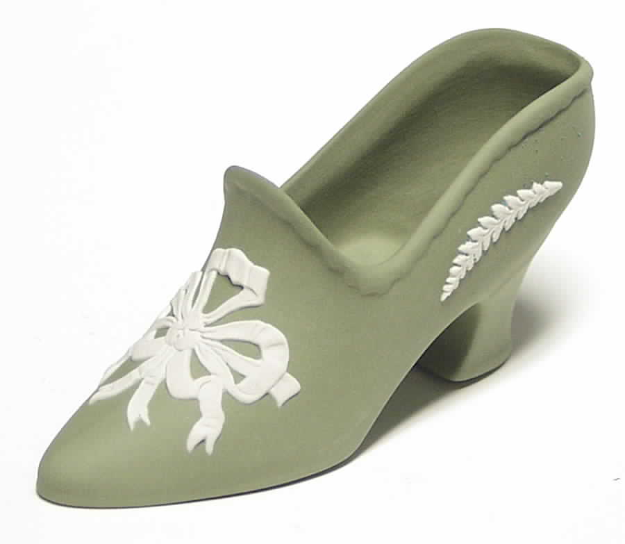 Jasperware Shoe Cream Color On Celadon - Boxed by Wedgwood-1