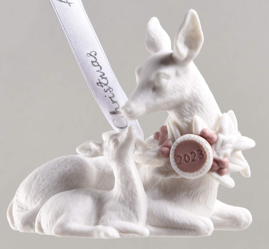 Baby's First Christmas Babys 1st Deer With Fawn Pink - No Box by Wedgwood-1