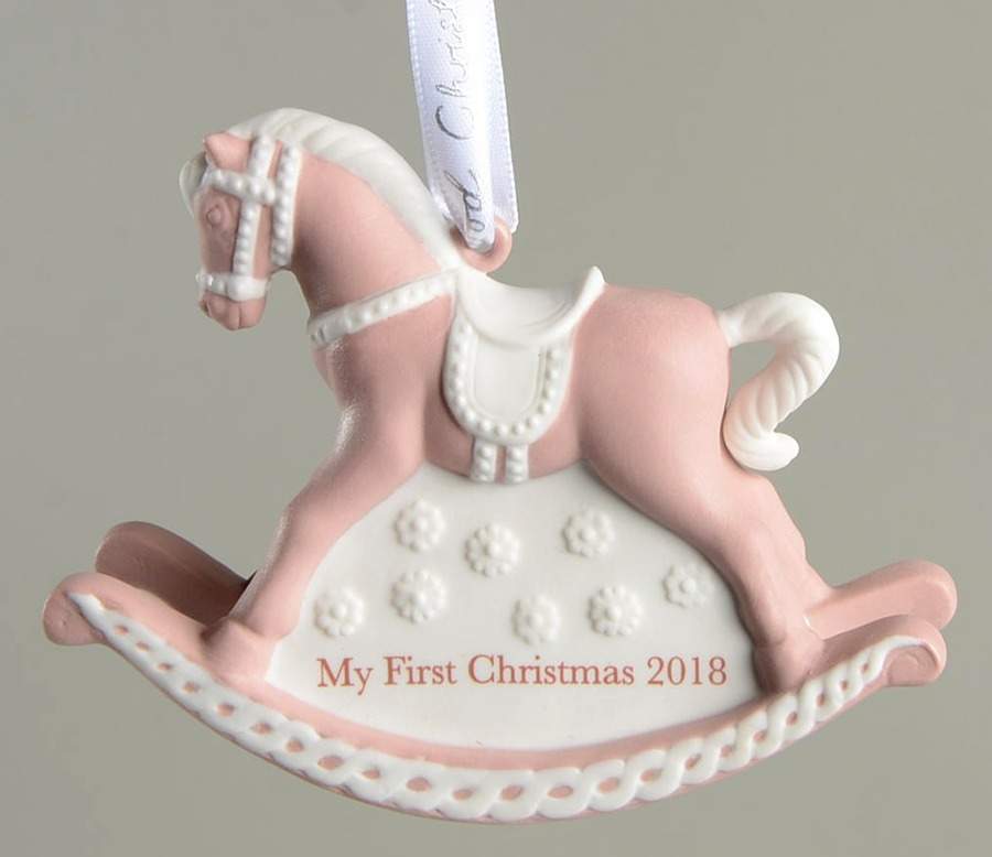 Baby's First Christmas Baby's 1st Rocking Horse-Pink - No Box by Wedgwood-1