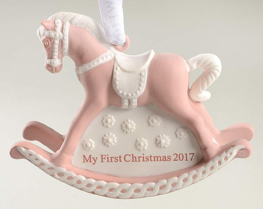 Baby's First Christmas Baby's 1st Rocking Horse-Pink - No Box by Wedgwood-1