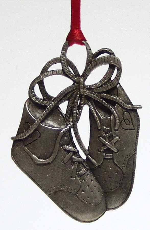 Wallace Pewter Christmas Ornament Baby's Shoes First Christmas-No Date - No Box by Wallace Silver-1
