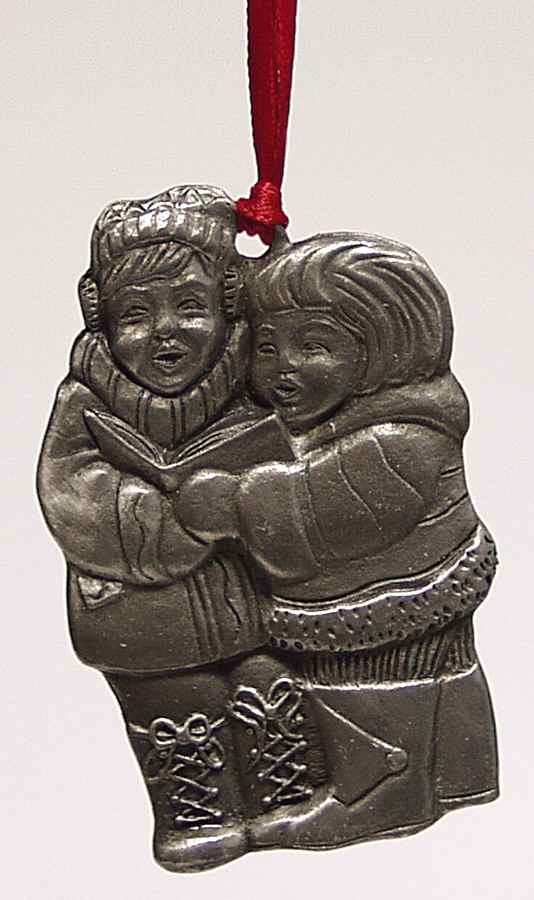 Wallace Pewter Christmas Ornament Boy And Girl Carolers - No Box by Wallace Silver-1