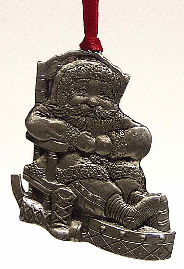 Wallace Pewter Christmas Ornament Santa In Rocking Chair - No Box by Wallace Silver-1