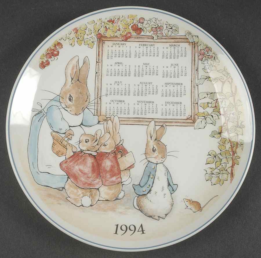 Peter Rabbit Calendar Plate 1994 - With Box by Wedgwood-1