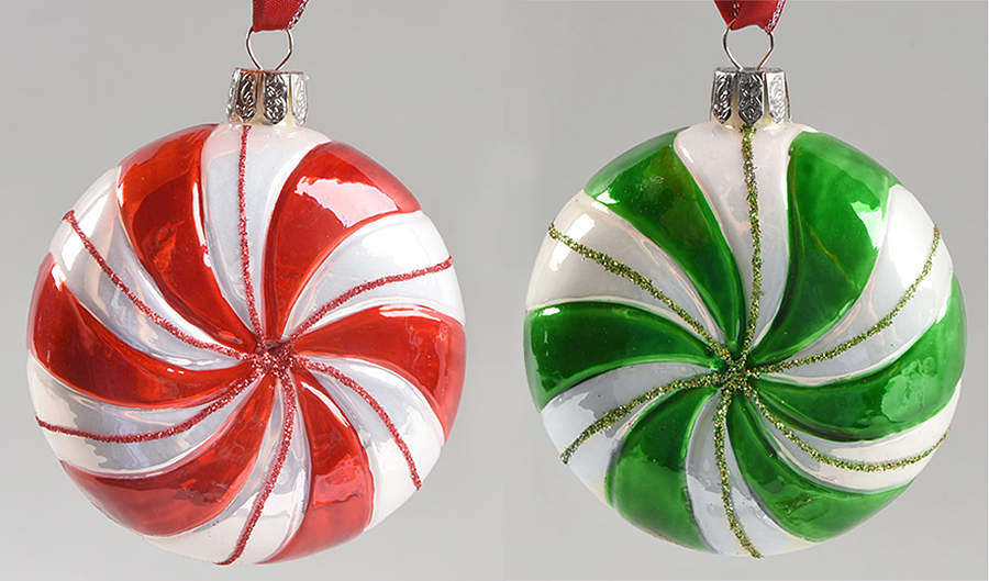 Red and Green with White, Silver Round Candies (Set Of 2) - Boxed by Waterford Crystal-1