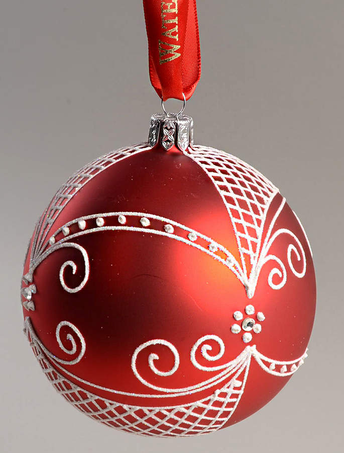 Holiday Heirloom-Red, White, Silver Regal Lace Ball - Boxed by Waterford Crystal-1