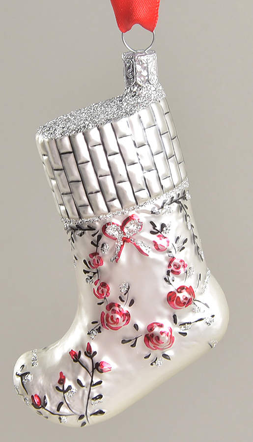 Holiday Heirloom Annual Stocking 1st Edition Stocking-White With Roses - No Box by Waterford Crystal-1