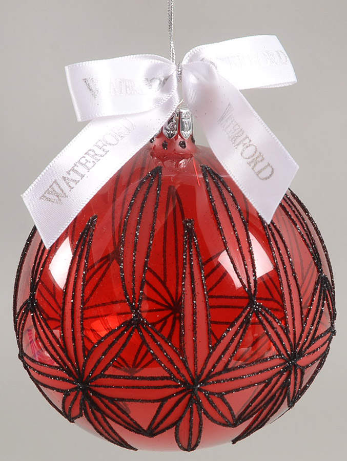 Holiday Heirloom Red and Black Vermillion Rosslare Ball - Boxed by Waterford Crystal-1