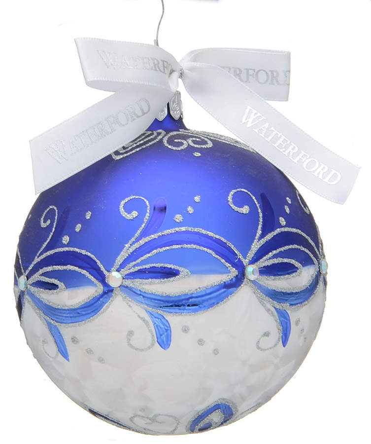 Blue and White Holiday Heirloom Swan Lace Ball - No Box by Waterford Crystal-1