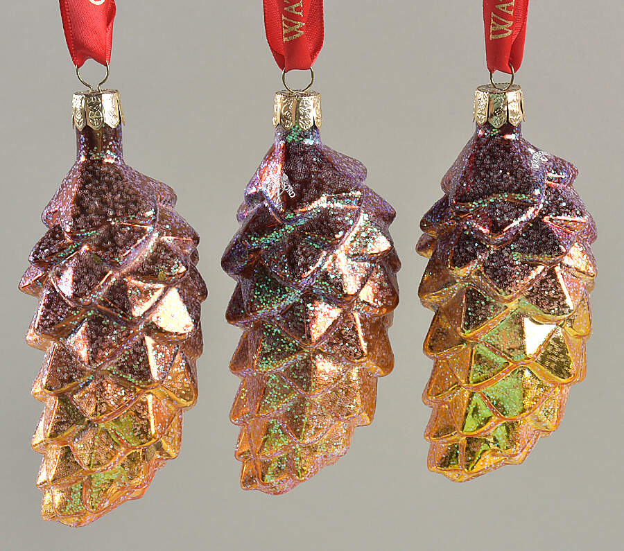 Holiday Heirlooms Ornaments Pine Cone (Set Of 3) - Boxed by Waterford Crystal-1