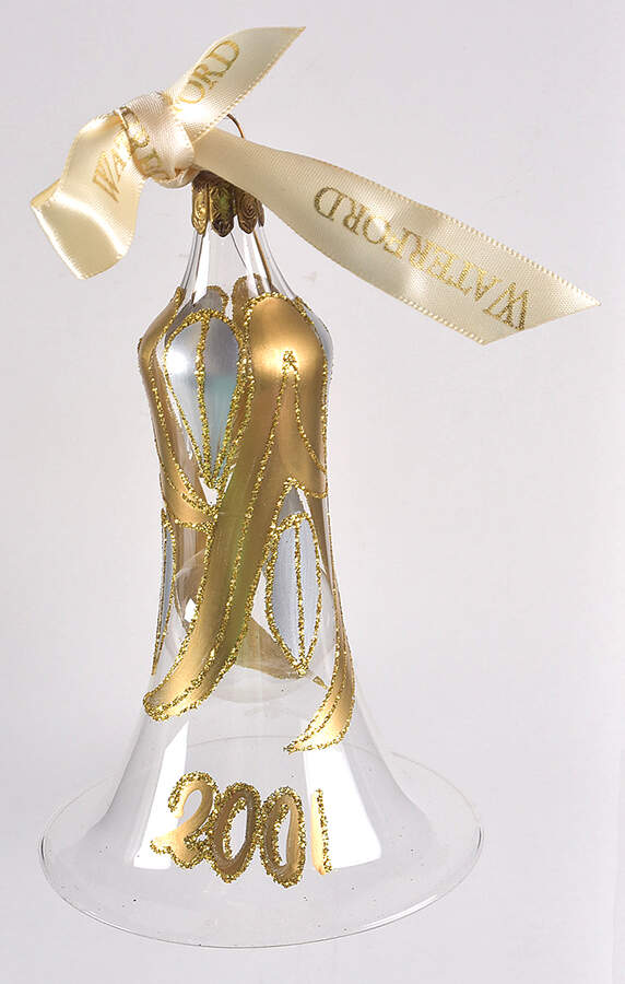 Gold, Silver, White on Clear Lucerne Bell-2001 - Boxed by Waterford Crystal-1