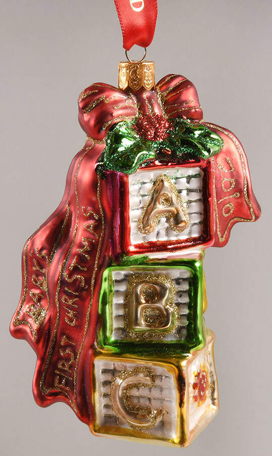 Baby's 1st Christmas Abc Blocks-Red Bow-Dated 2010 - Boxed by Waterford Crystal-1