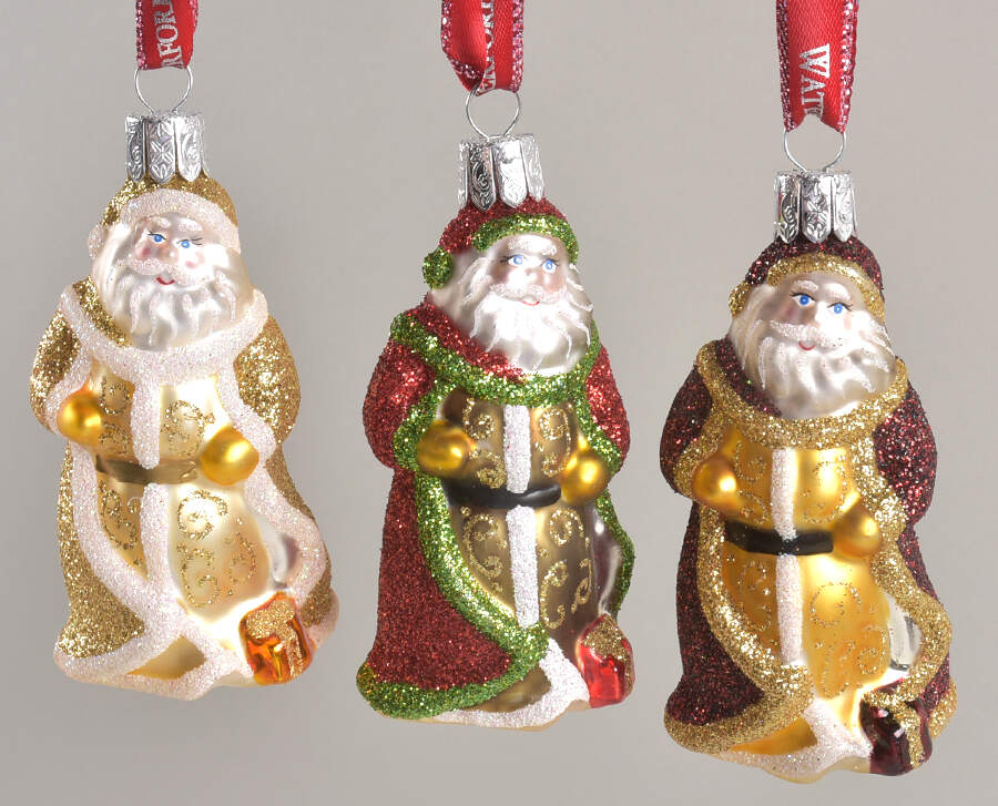 Holiday Heirloom Santa Ornaments St. Nicholas-Set Of 3 - Boxed by Waterford Crystal-1