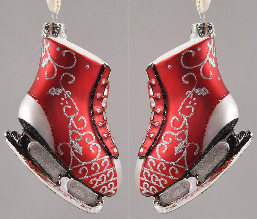 Holiday Heirloom-Red, White, Silver Ice Dancing Skates-Pair - Boxed by Waterford Crystal-1