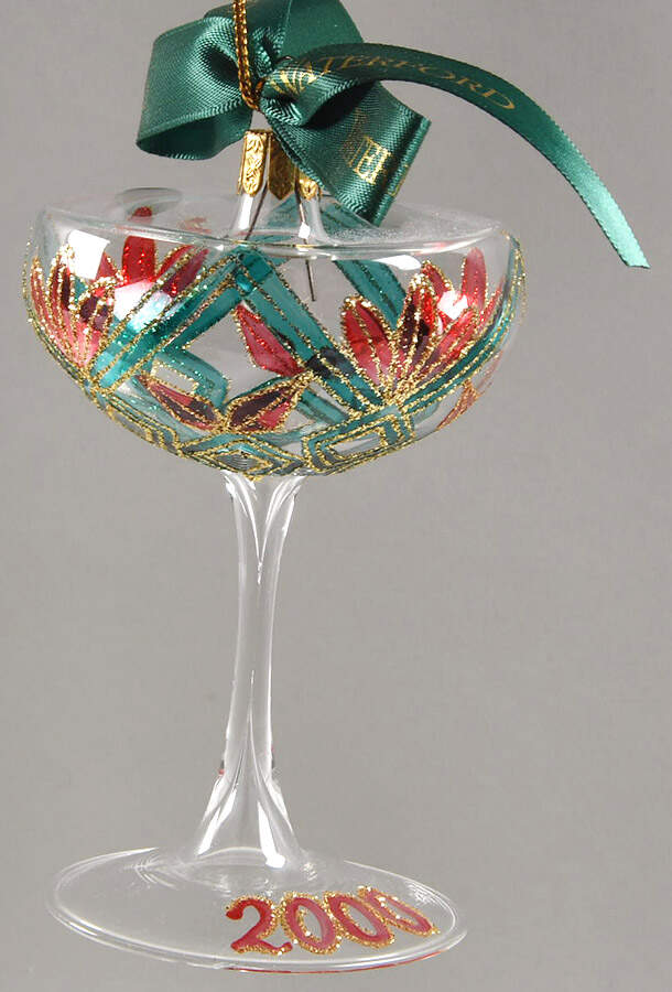 Mini Glasses-Ornament New Year's Toast 2000 - Boxed by Waterford Crystal-1