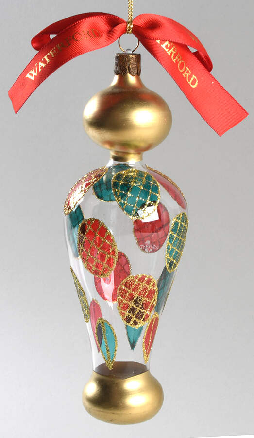 Red and Green on Clear Colleen Cone - Boxed by Waterford Crystal-1